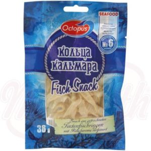 Snack à base danneaux de calmar séchés, avec arôme de fumée 35g